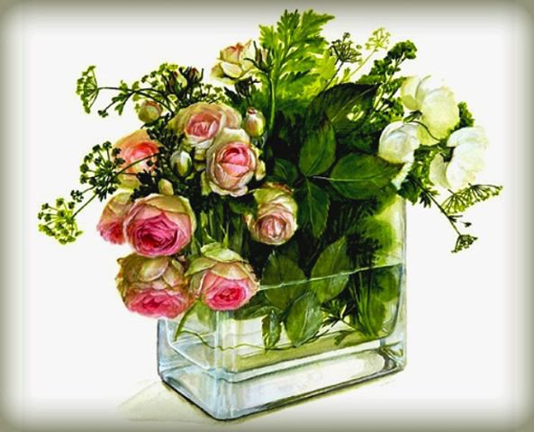 розы - цветы, букет, ваза - оригинал