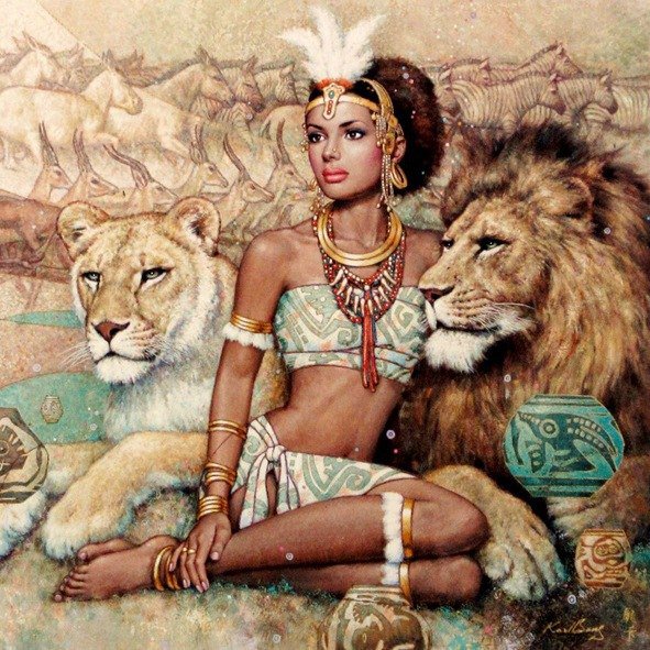 Девушка - кошка, девушка, женщина, лев - оригинал