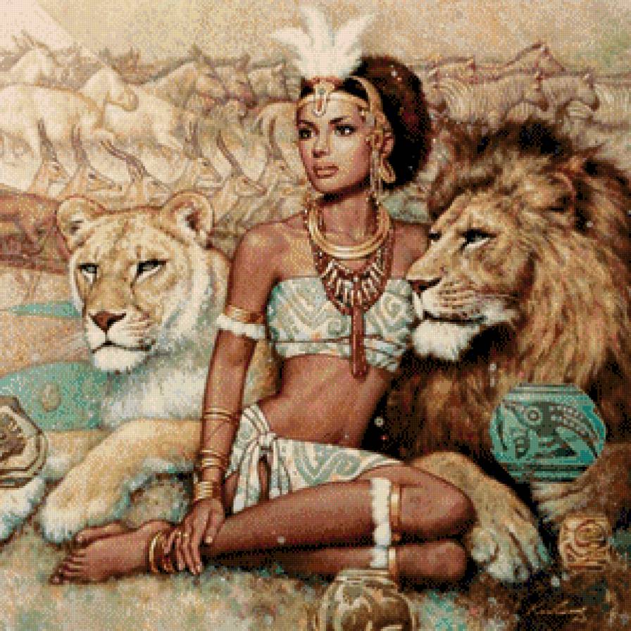 Девушка - женщина, кошка, лев, девушка - предпросмотр