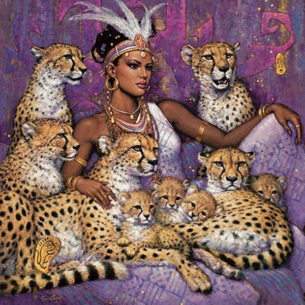 Девушка - кошка, женщина, девушка, леопард - оригинал