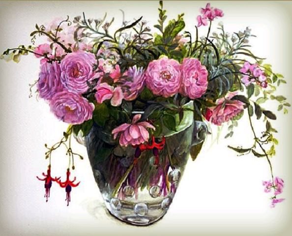 букет в вазе - ваза, цветы - оригинал