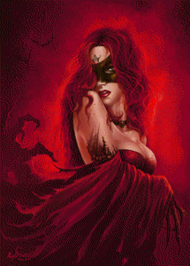 red - красный, маска, девушка - предпросмотр