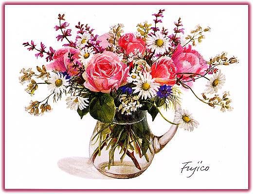 букет в вазе - ваза, цветы, букет - оригинал