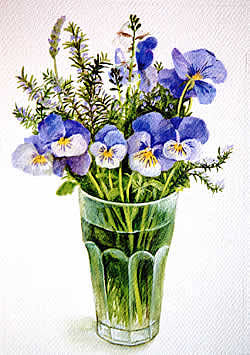 анютки - ваза, букет, цветы - оригинал