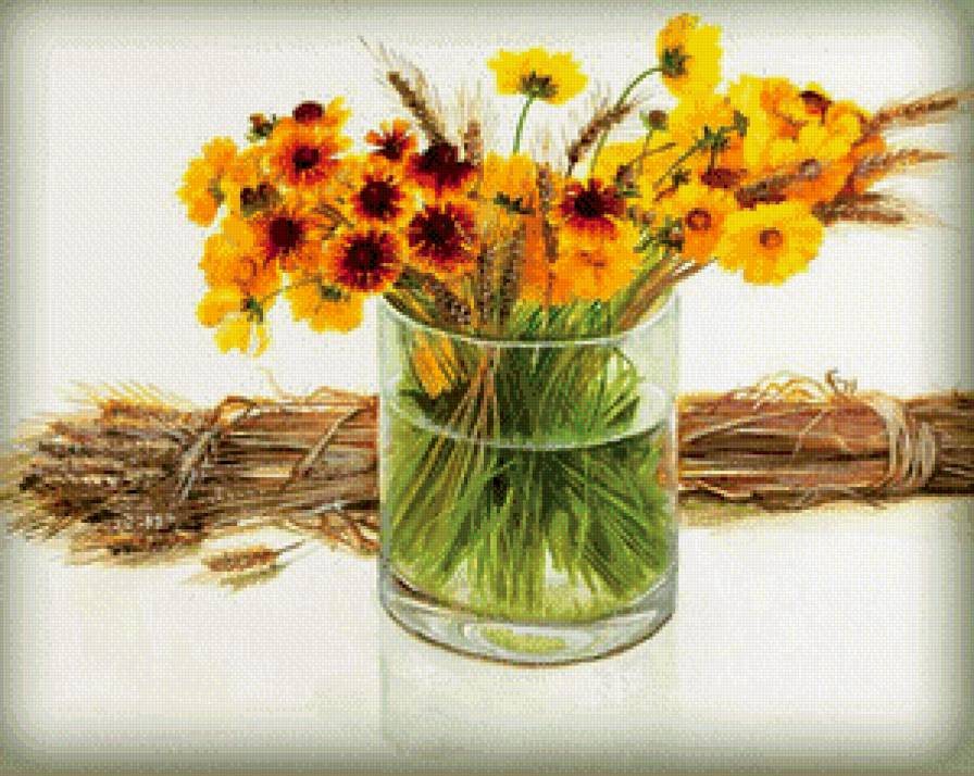 полевые цветы - ваза, цветы, букет - предпросмотр
