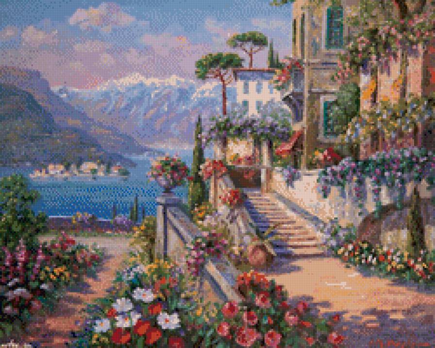 средиземноморский пейзаж - пейзаж, море - предпросмотр