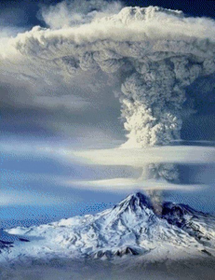 Извержение - извержение, вулкан, зима, гора - предпросмотр