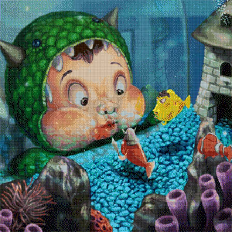 №559989 - аквариум, рыбки, ребенок, дети - предпросмотр