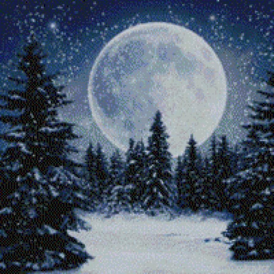 Зима, луна - предпросмотр