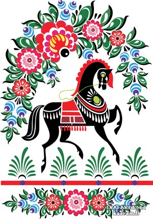 Узор 7 - цветы, узоры, лошади - оригинал