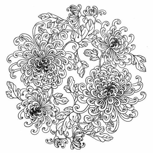 Узор - цветы, узор, хризантемы - оригинал