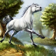 Оригинал схемы вышивки «белая лошадь» (№560565)