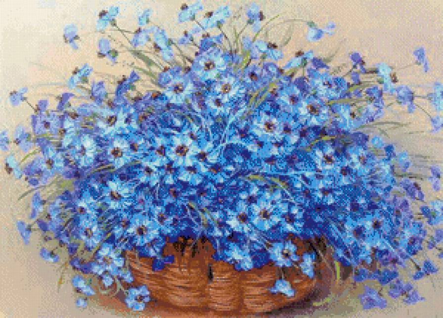 корзина с васильками - цветы - предпросмотр