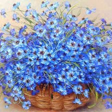 Схема вышивки «корзина с васильками»