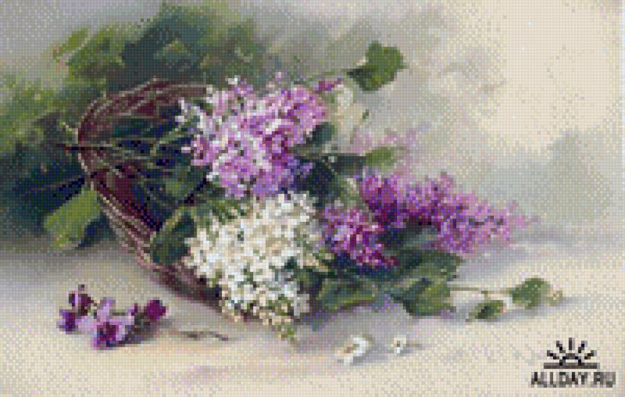 натюрморт ветки сирени - цветы, картины, картина, натюрморт - предпросмотр