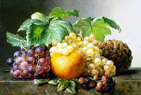 натюрморт - пано, виноград, натюрморт, фрукты - оригинал