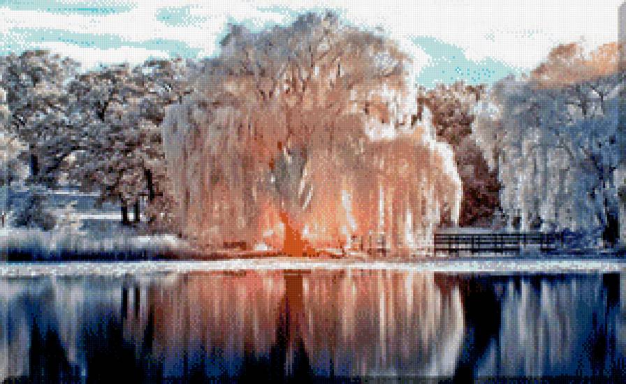 красота зимы - зима, вода, дерево - предпросмотр