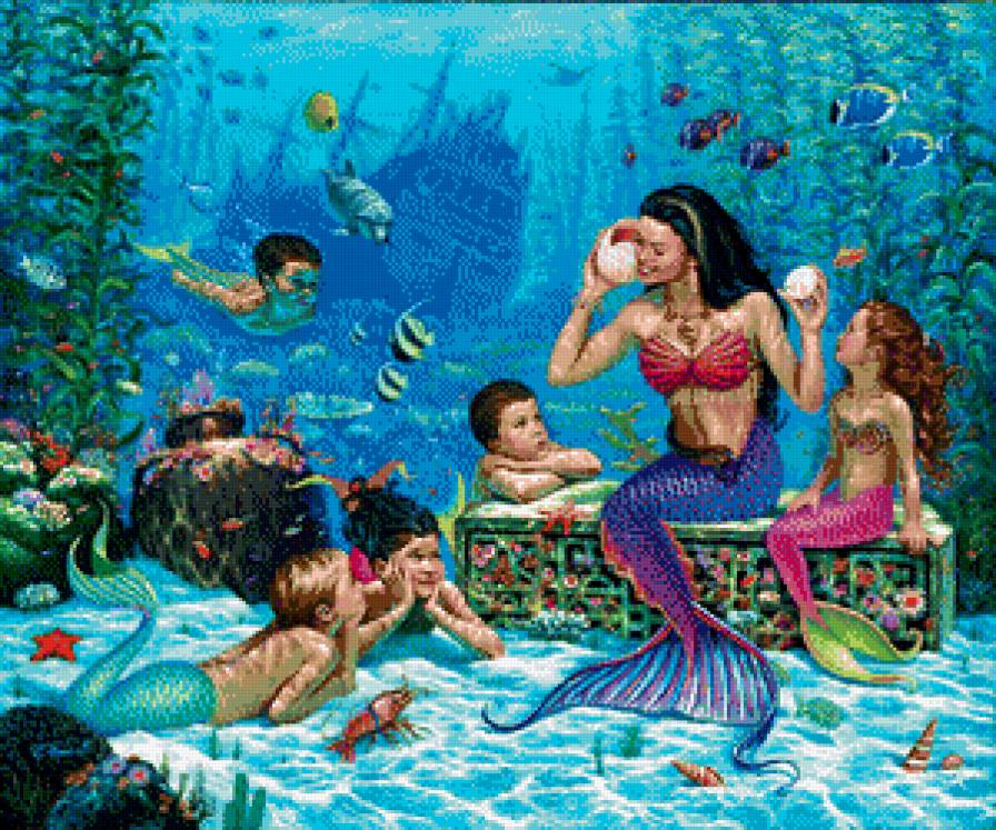 русалки - пейзаж, русалки, сказка, подводный мир - предпросмотр