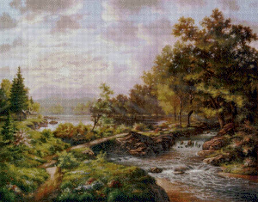 картина - речка, пейзаж, , природа - предпросмотр