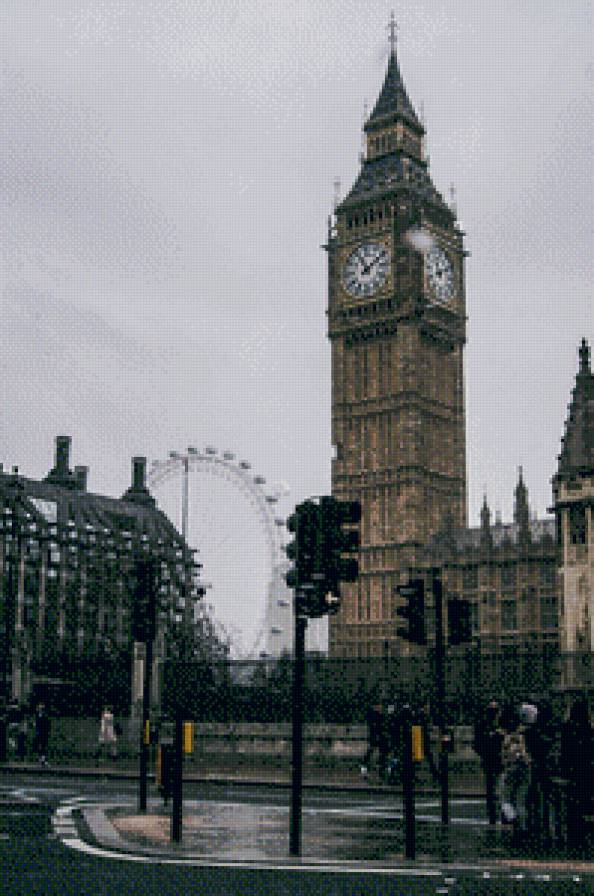 Лондон - картина, улица, пейзаж, лондон, англия, дождь, биг бен - предпросмотр