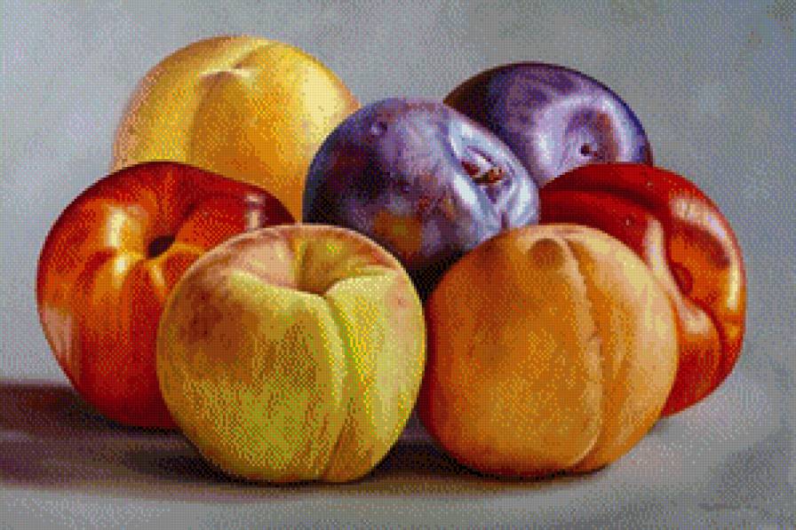 Серия "Натюрморт" - сливы, персики, натюрморт - предпросмотр