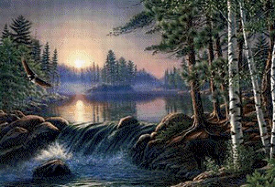 Полёт орла над рекой - предпросмотр