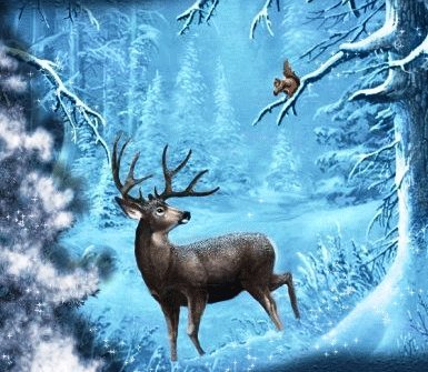 олень - природа, снег, олени, зима, животные - оригинал