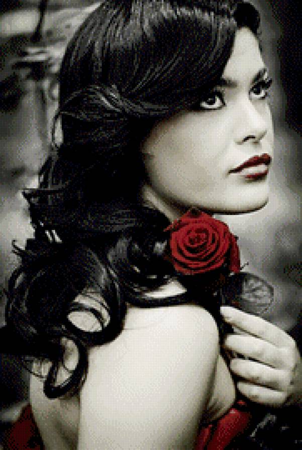 Девушка с розой - дама, девушка, красавица - предпросмотр