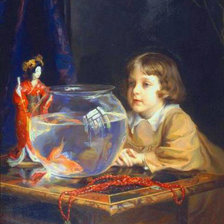 Схема вышивки «мальчик и золотая рыбка»