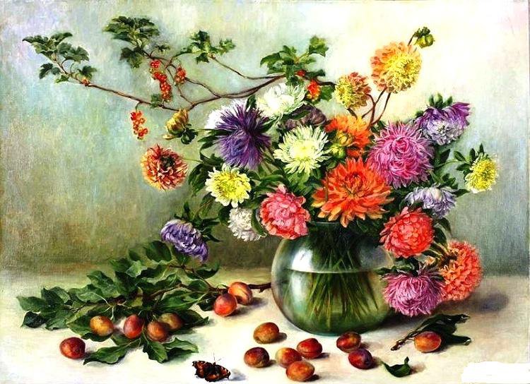 натюрморт с цветами - картина, натюрморт, цветы, пано - оригинал