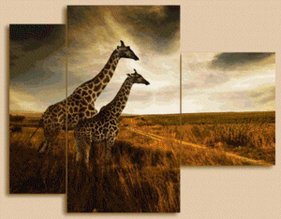 №563014 - африка, жирафы, триптих - предпросмотр
