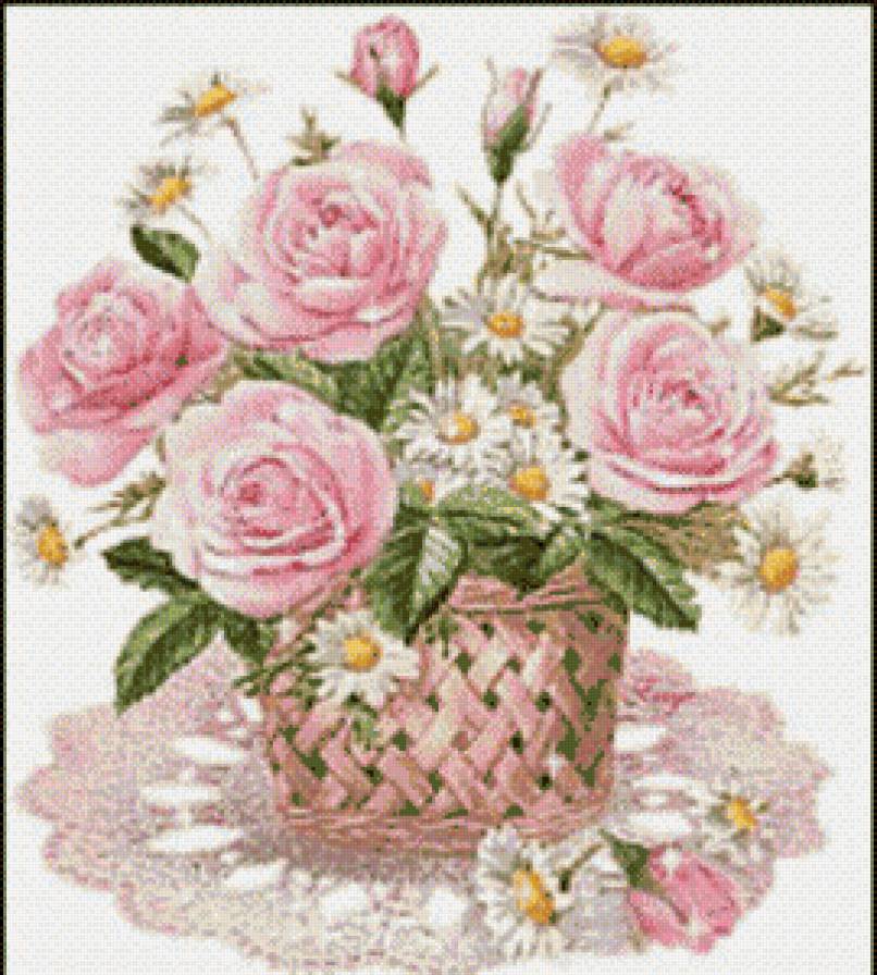 корзинка с цветами - букет - предпросмотр