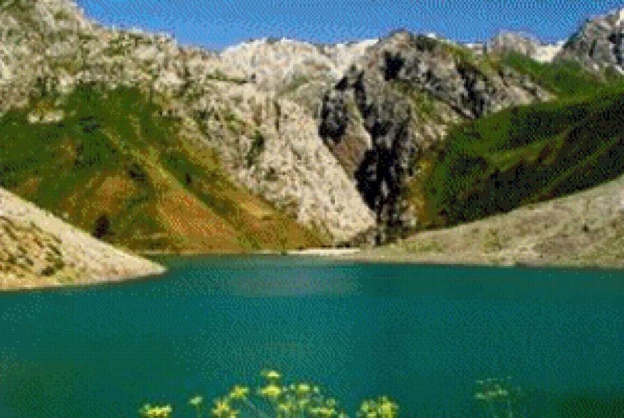 Горное озеро - озеро, горы, лето - предпросмотр