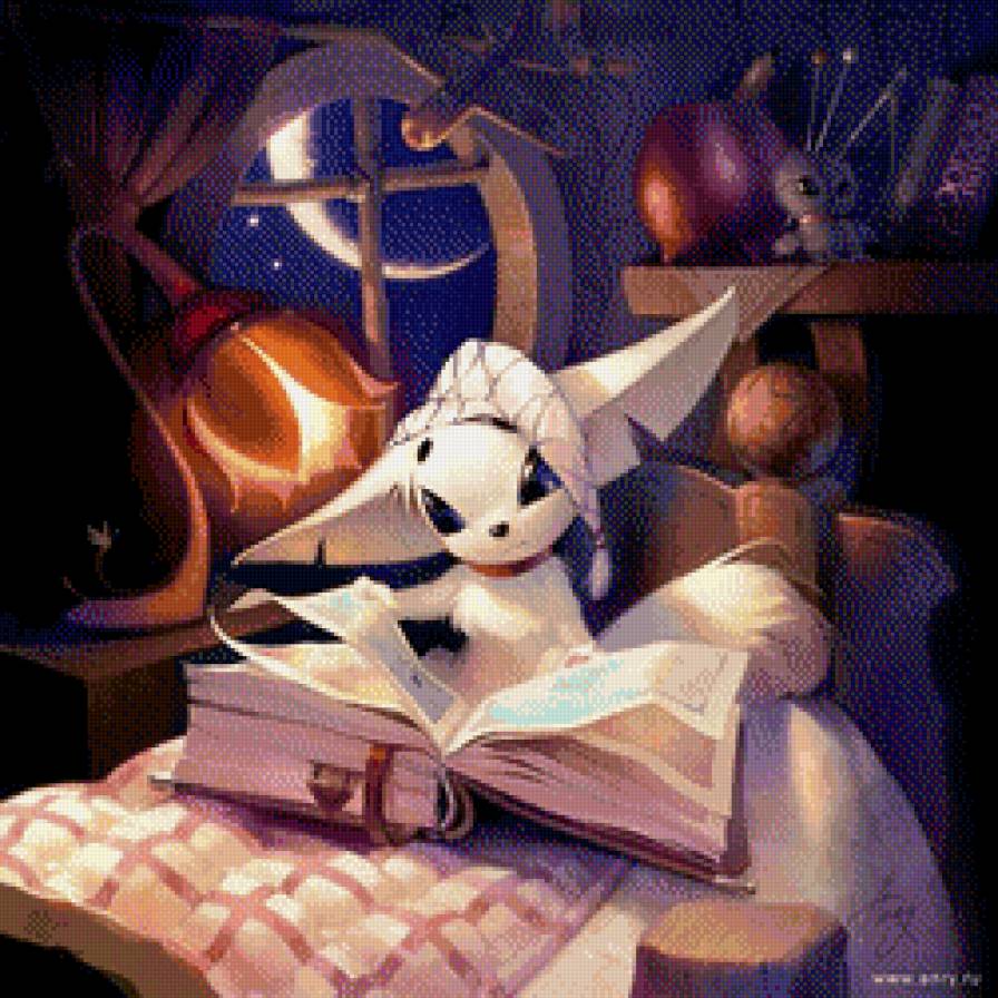 Перед сном - ночь, книга, зверек - предпросмотр