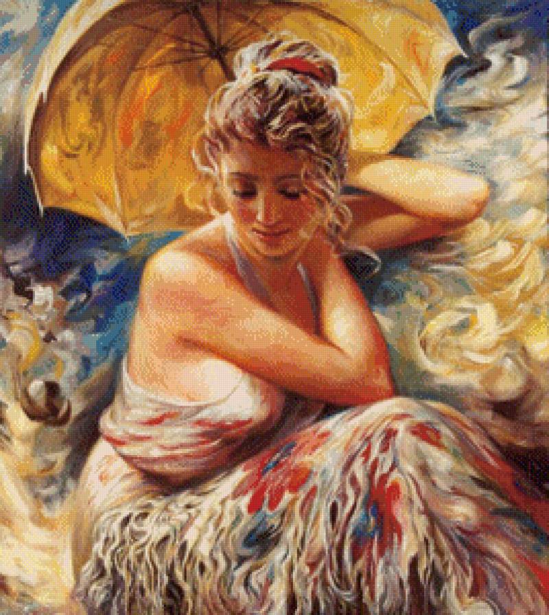 Девушка с зонтом - девушка, лето - предпросмотр