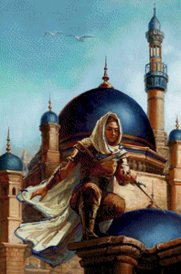 №563701 - крыша, оружие, небо, воин - предпросмотр