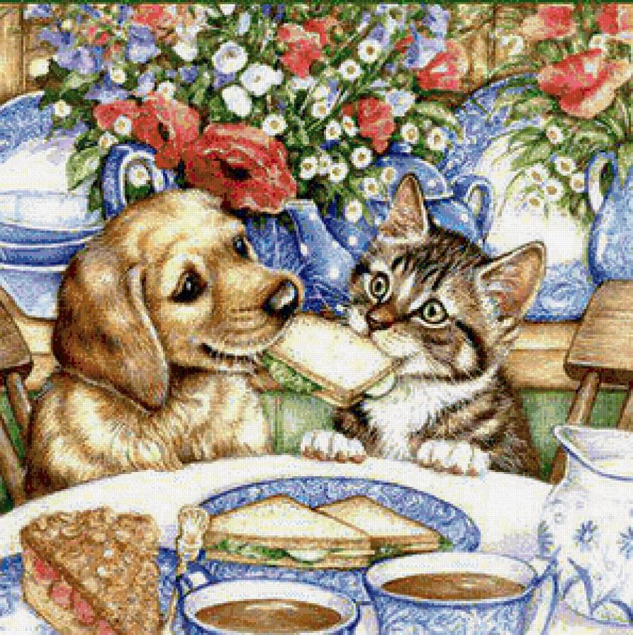 друзья - посуда, животные, цветы, собака, кот - предпросмотр