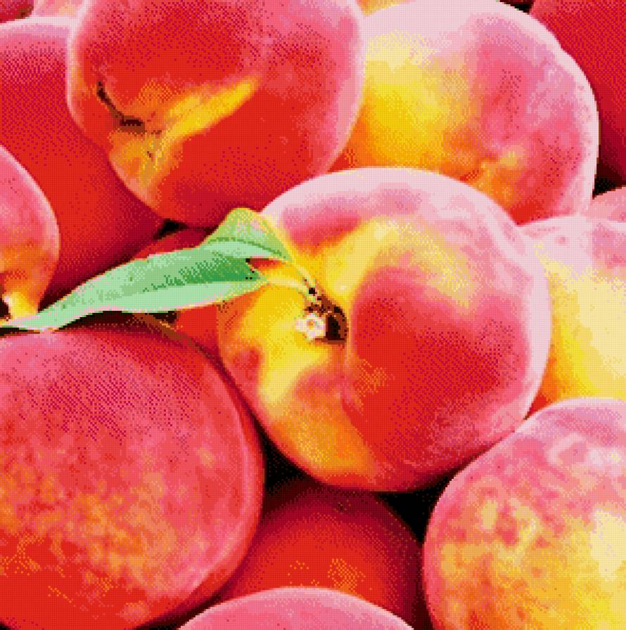 подушка персики - подушка, пано, фрукты - предпросмотр