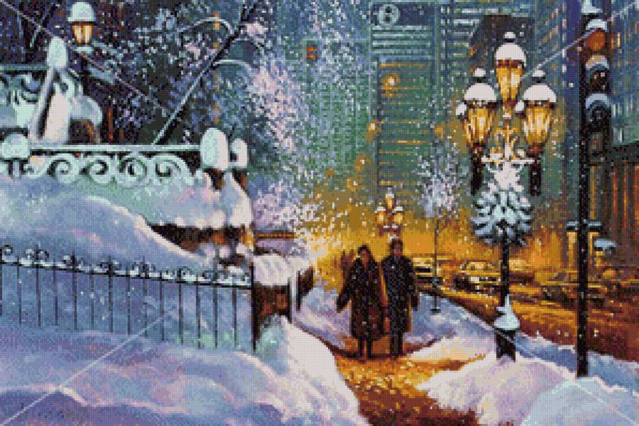 Серия "Уютная зима" - люди, город, зима, пейзаж, фонари - предпросмотр