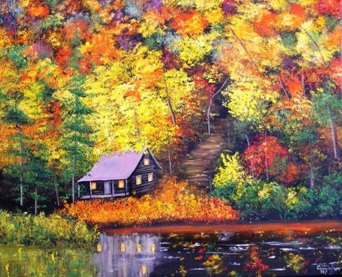 Серия "Уютная осень" - осень, домик, пейзаж - оригинал