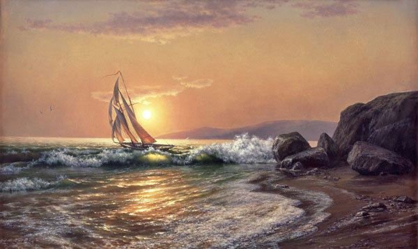 михаил сатаров 35 прибой - бригантина, парусник, михаил сатаров, пейзаж, шторм, корабль, море - оригинал