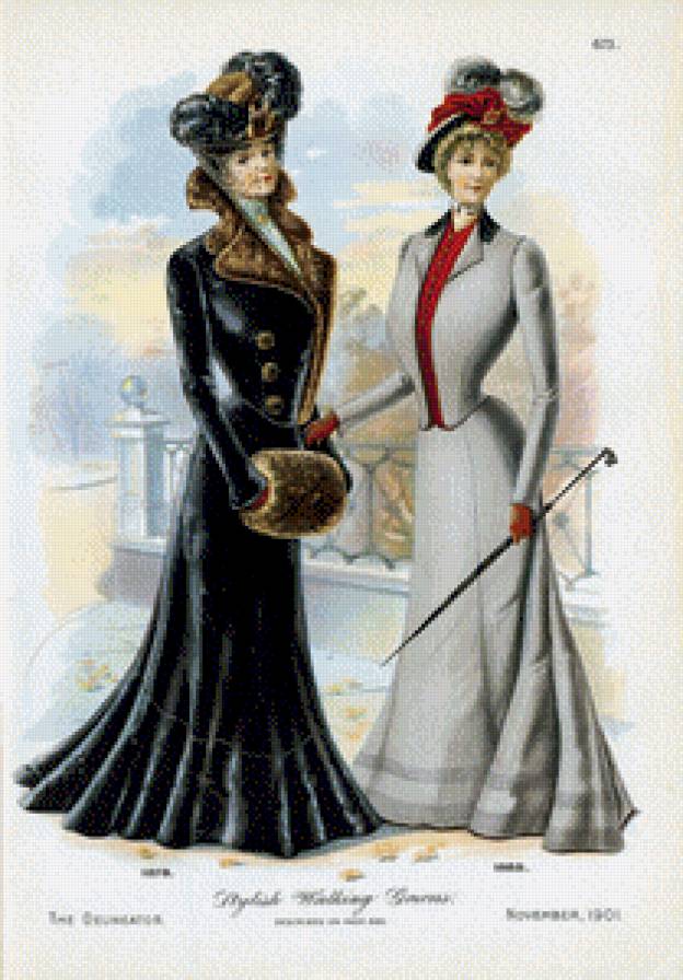 старинная открытка-дамы - женщина, картина, картины - предпросмотр