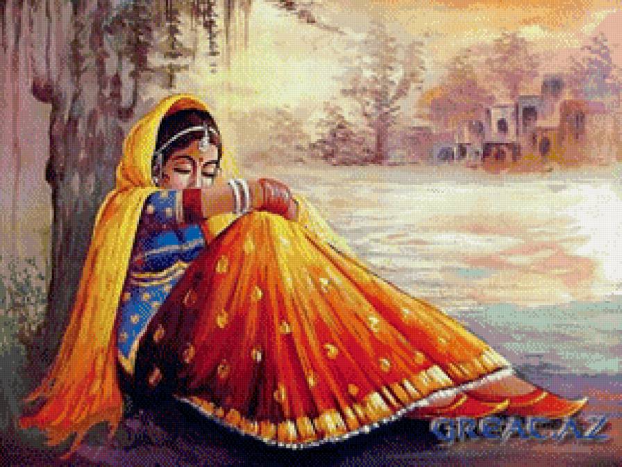 Серия"Индийские мотивы" - красавица, восток, индия, девушка - предпросмотр