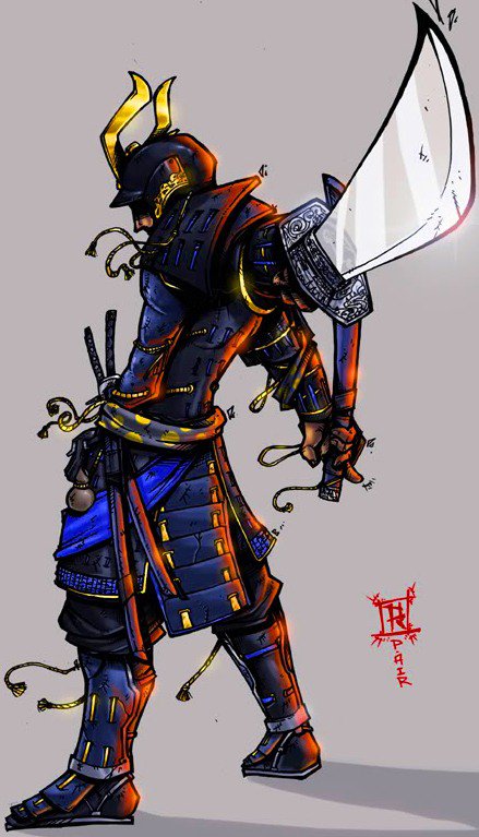 Японский воин - цветная, японский, воин, японская - оригинал