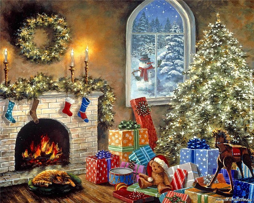 ники боэм 1 подарки на рождество - зима, рождество, праздник, дом, ники боэм - оригинал