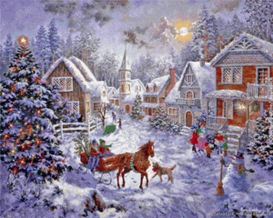 ники боэм 3 волшебное рождество - мостик, рождество, снег, елка, городок, зима, ники боэм - предпросмотр