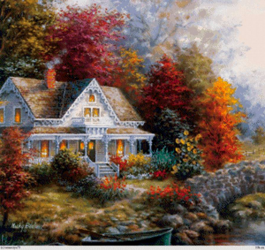 ники боэм 6 домики - цветы, пейзаж, лето, садик, ники боэм, домик - предпросмотр