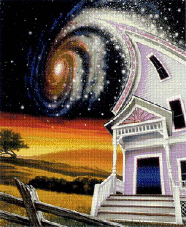 Пейзаж.Сюрреализм - фэнтези, пейзаж, домик - предпросмотр