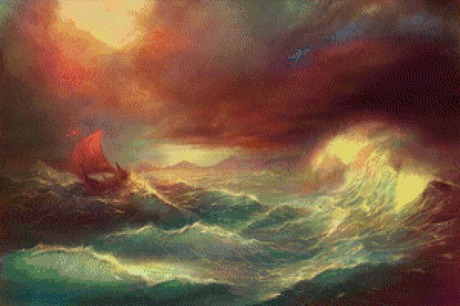 Мощь - сила, волна, корабль, море - предпросмотр