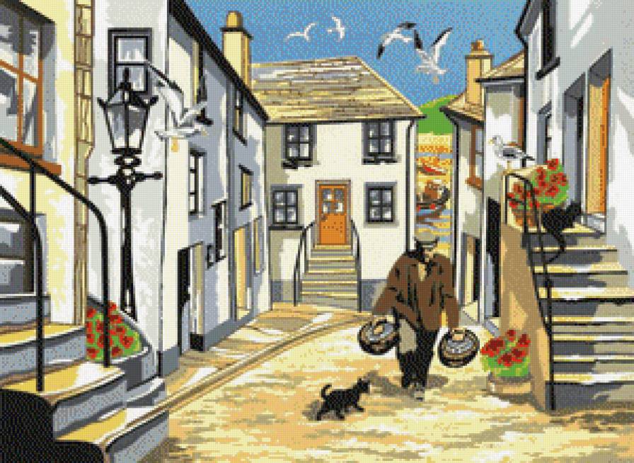 Рыбацкая деревня - дома, лето, улица - предпросмотр